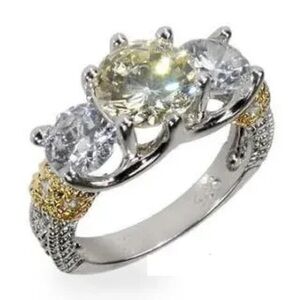 Victoria Wieck Canary Pave Set Gold Silver Cz Engagement Band Ring vintage HSN